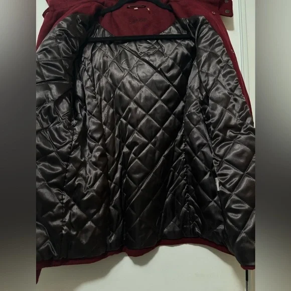 Calvin Klein Women's Burgundy Peacoat Quilt Lined Size 10 - Picture 5 of 5